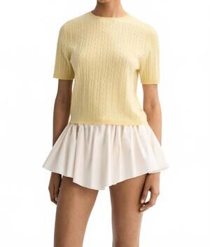 NEW SOFT GOAT cable knit top in honeydew yellow